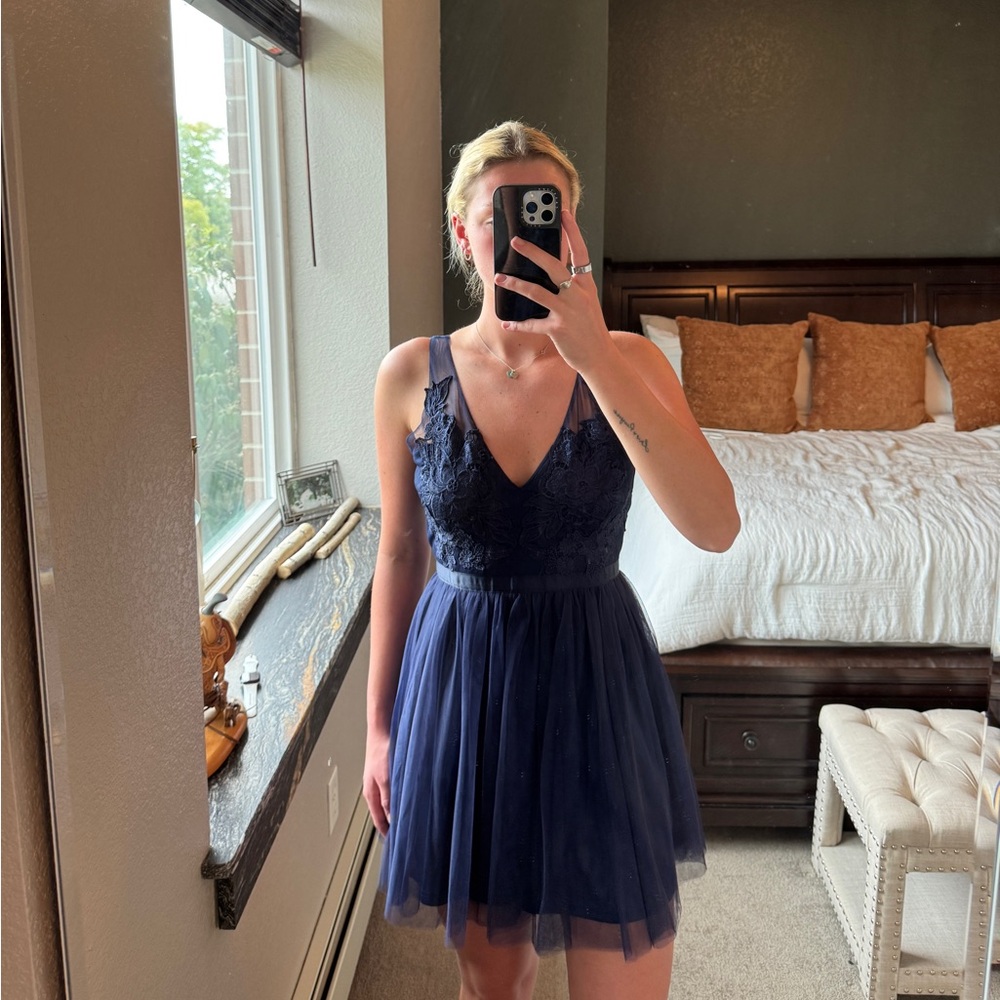 PromGirl Medium Navy Medium Mini Dress